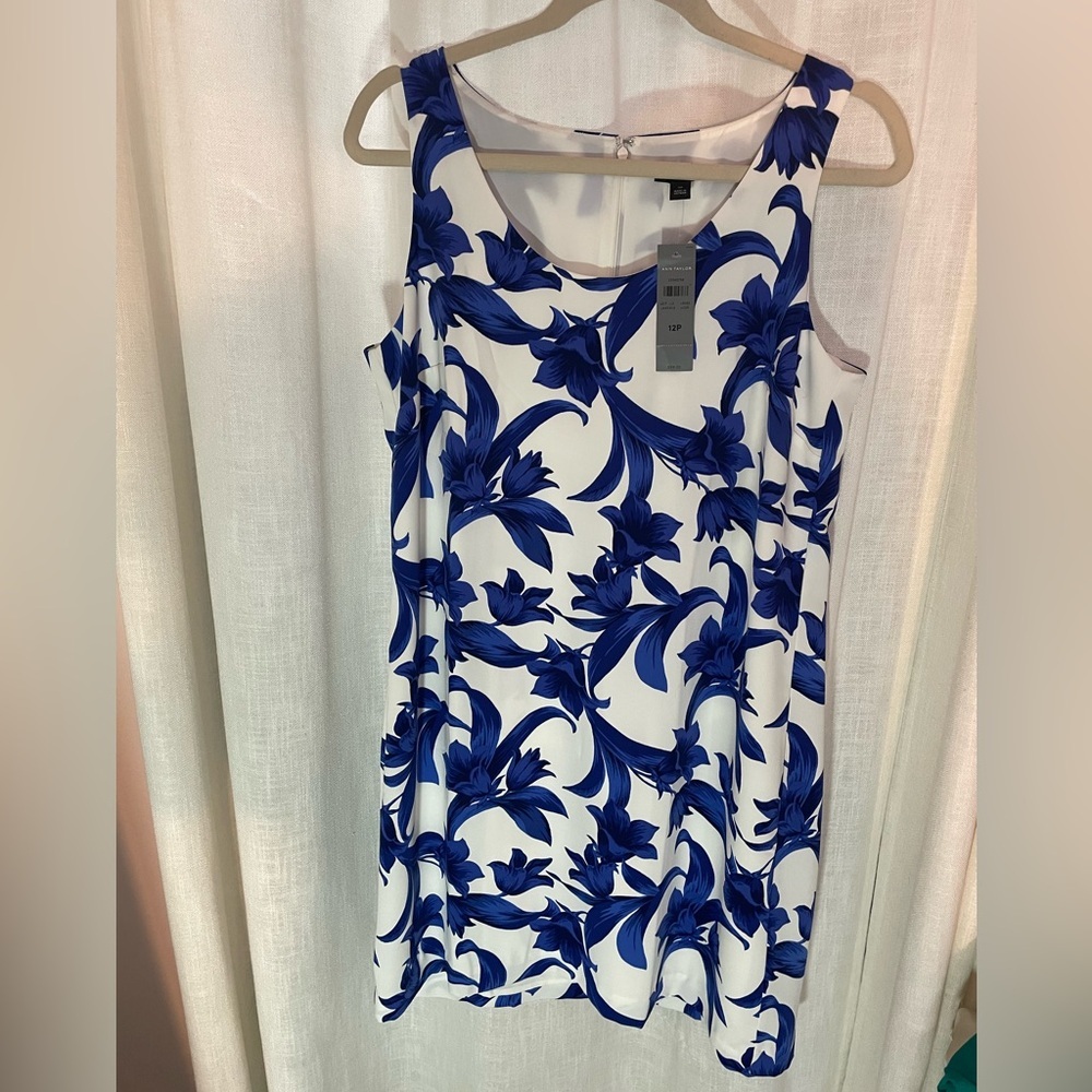 NWT Ann Taylor Blue and White Floral Dress